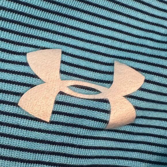 Under Armour Blue Stripe HeatGear Loose 1/2 Zip Pullover S Running Activewear - Picture 3 of 9